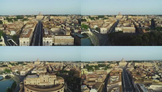 鸟瞰图梵蒂冈城，圣天使城堡和特维尔河。4 k高清在线视频素材下载