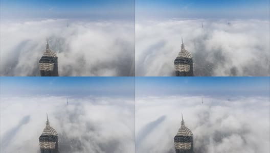 时间流逝的上海城市景观和城市天际线与云海高清在线视频素材下载