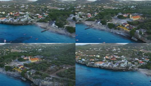 鸟瞰图在西邦- Curaçao的西部尖端高清在线视频素材下载