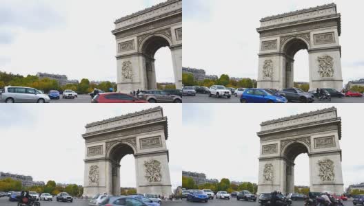 巴黎西部凯旋门的交通状况高清在线视频素材下载