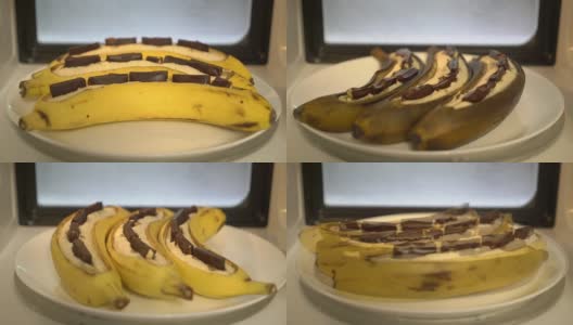 用微波炉煮甜酥的香蕉船高清在线视频素材下载