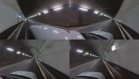 高速行驶的汽车在隧道里高清在线视频素材下载