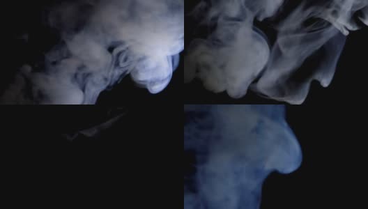 在黑暗中侧流蓝色的烟雾高清在线视频素材下载
