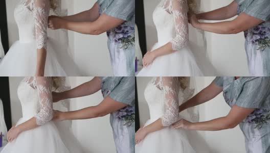 伴娘系束腰新娘礼服，侧视高清在线视频素材下载