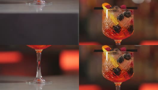 鸡尾酒，黑色水果装饰高清在线视频素材下载