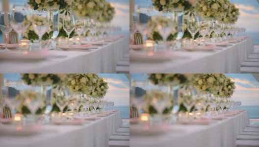 婚宴餐桌的布置。高清在线视频素材下载