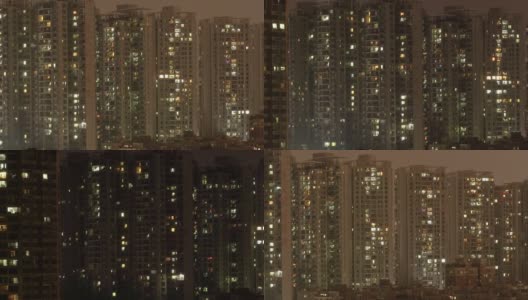 深圳住宅窗户的夜景。高清在线视频素材下载