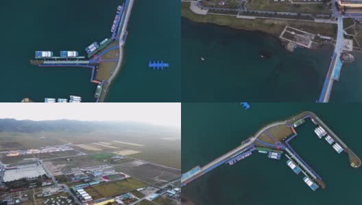 青海湖附近码头的实时/鸟瞰图高清在线视频素材下载