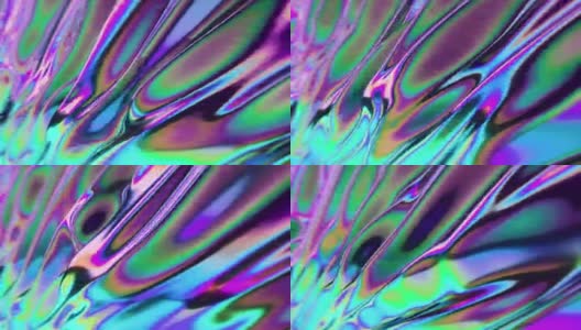氖流动液体波抽象背景。无缝循环。彩虹色的效果高清在线视频素材下载