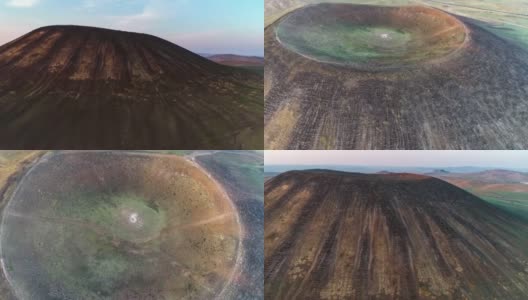 内蒙古草原上矗立着一座完美的锥形火山高清在线视频素材下载