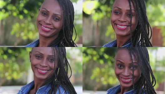 自信的非洲妇女面带微笑，刻画黑人高清在线视频素材下载