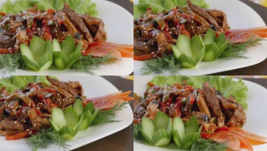 泰国沙拉蔬菜和肉高清在线视频素材下载
