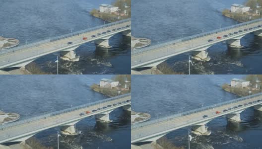 伊万格勒和纳尔瓦之间的桥梁。爱沙尼亚和俄罗斯的边界。高清在线视频素材下载
