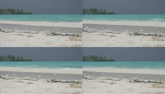 马尔代夫海岸的白沙高清在线视频素材下载