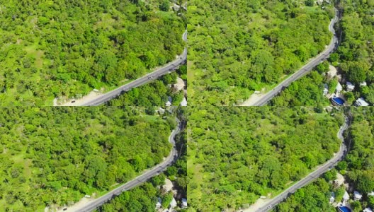 鸟瞰森林中的路边高清在线视频素材下载