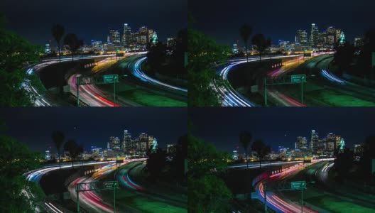 101高速公路和洛杉矶市中心时光流逝高清在线视频素材下载