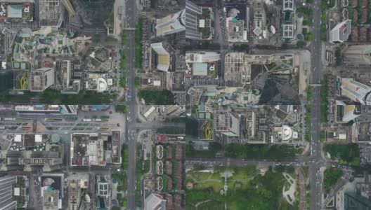 白天时间深圳城市景观交通街道十字路口高空俯视图4k中国高清在线视频素材下载