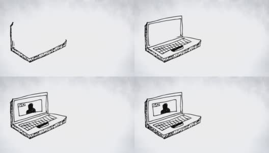 素描的笔记本电脑高清在线视频素材下载