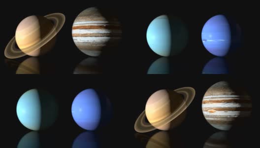 太阳系行星的动画，真实大小比较-循环4k高清在线视频素材下载