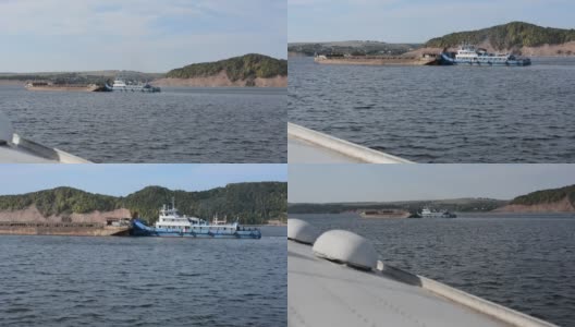 河运输。在一个阳光明媚的日子里，乘坐342E项目“流星”号河客水翼摩托艇沿着伏尔加河航行。高清在线视频素材下载