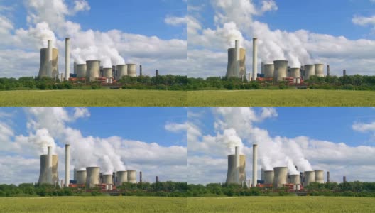 农业景观电影中的燃煤发电站高清在线视频素材下载
