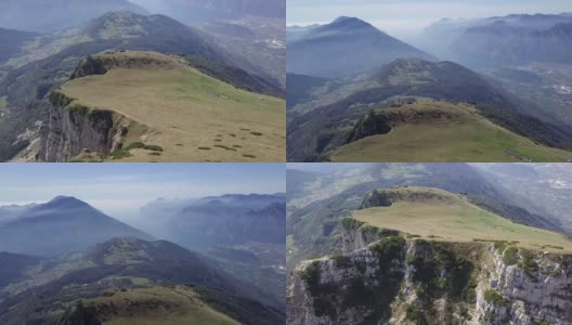 在阿尔卑斯山脉和加尔达湖的美丽山脊的航空视频高清在线视频素材下载