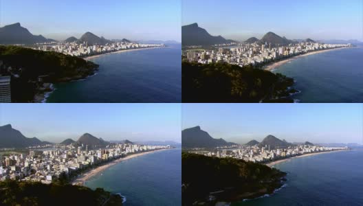 飞往巴西里约热内卢的伊帕内玛海滩高清在线视频素材下载