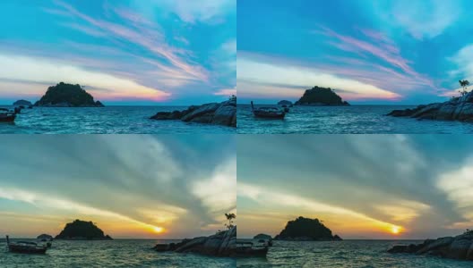 大海和日出，里皮岛，泰国，时间流逝视频高清在线视频素材下载