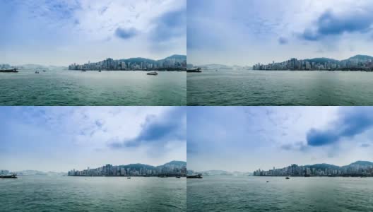 中国香港——2014年11月12日:船只在中国香港维多利亚湾自由航行高清在线视频素材下载