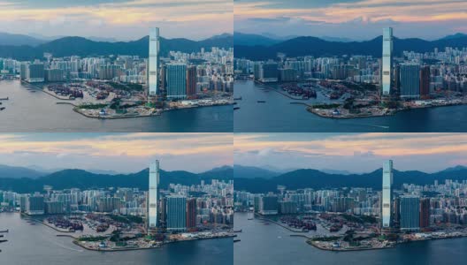 美丽的西九龙日落在香港-时间流逝高清在线视频素材下载