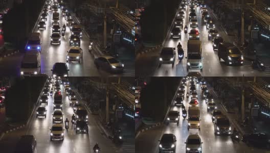 4k:在繁忙的多车道交通上驾驶的夜晚高清在线视频素材下载