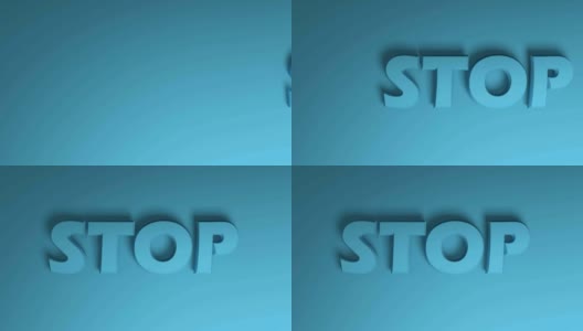停止蓝色写传递蓝色背景- 3D渲染视频剪辑动画高清在线视频素材下载