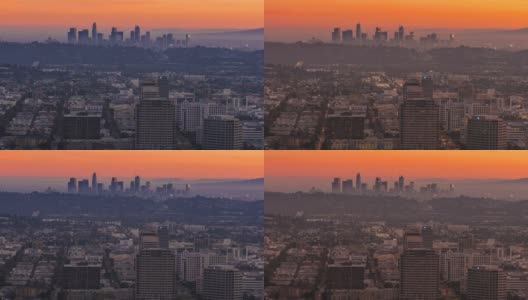 以市中心为背景的4K延时拍摄洛杉矶的交通状况高清在线视频素材下载