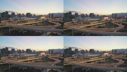 现代城市高架立交桥夜景实时拍摄高清在线视频素材下载