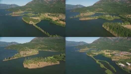 俄勒冈州(约2021年):哥伦比亚河峡谷鸟瞰图。用直升机用RED 8K拍摄的Cineflex。高清在线视频素材下载