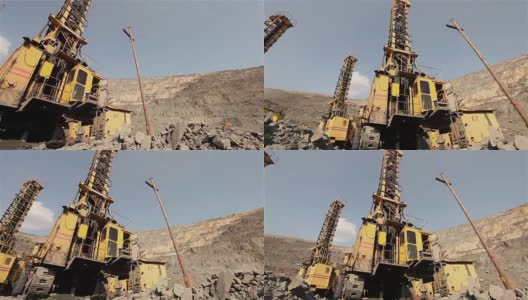 矿井钻机全景图，工业外观，铁矿采石场全景图高清在线视频素材下载