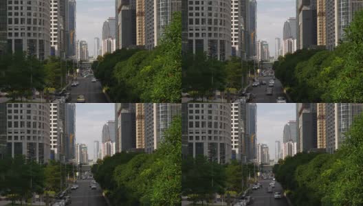 日落黄昏广州市市中心交通街道大桥全景4k中国高清在线视频素材下载