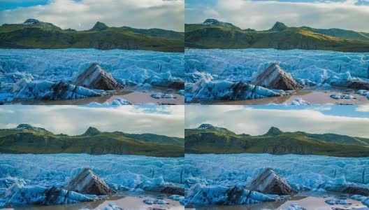 时间流逝-云景移动冰川和山脉在冰岛高清在线视频素材下载