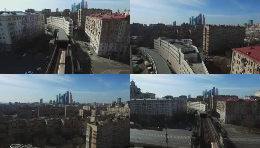 空中地铁到隧道莫斯科城市大桥高清在线视频素材下载