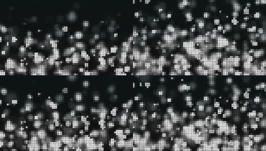 马赛克与银色上升气泡和方块，电脑生成背景，3D渲染高清在线视频素材下载