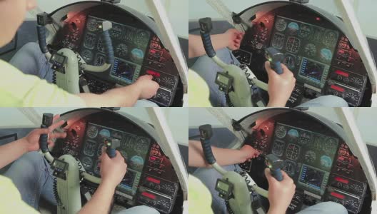 业余飞行员切换控制，启动引擎，准备飞机起飞高清在线视频素材下载