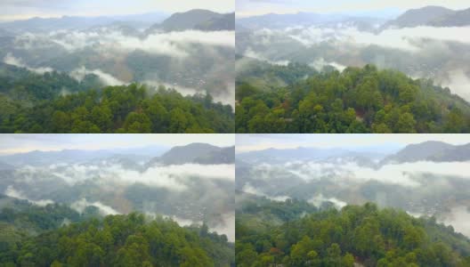 鸟瞰图。飞越高山森林与美丽的云雾村庄，在Doi luang Chiang道，清迈，泰国。高清在线视频素材下载