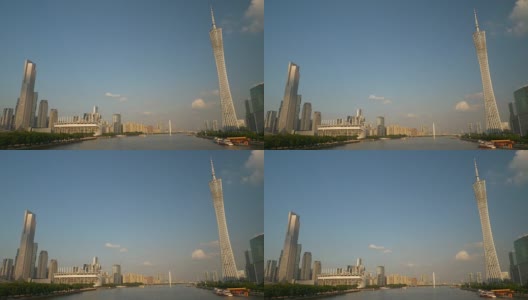 日落时分广州市著名滨江市区著名全景4k中国高清在线视频素材下载