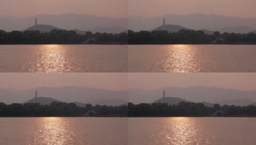中国北京昆明湖日落高清在线视频素材下载