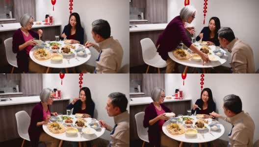 家人在中国新年吃饭高清在线视频素材下载