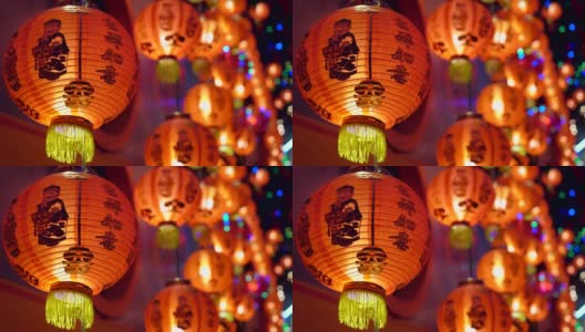 农历新年花灯在中国城镇地区。高清在线视频素材下载