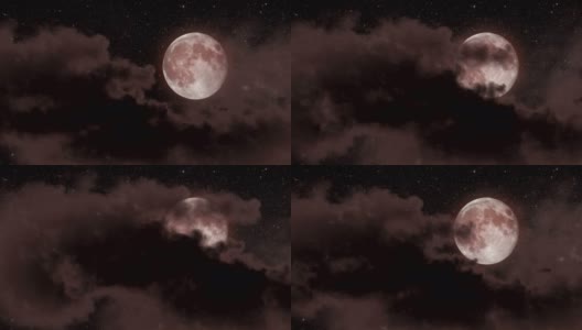 血腥的满月和乌云高清在线视频素材下载