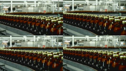 啤酒厂的啤酒灌装生产线。高清在线视频素材下载