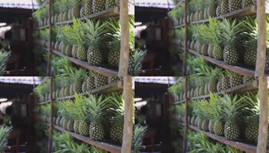 视频观看墨西哥餐厅货架上一排排菠萝高清在线视频素材下载