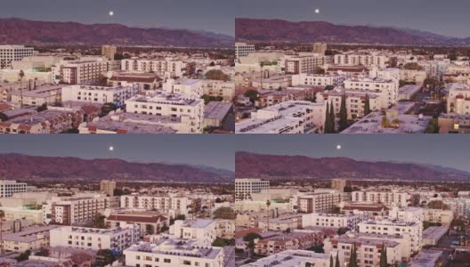 满月在北好莱坞-无人机拍摄高清在线视频素材下载